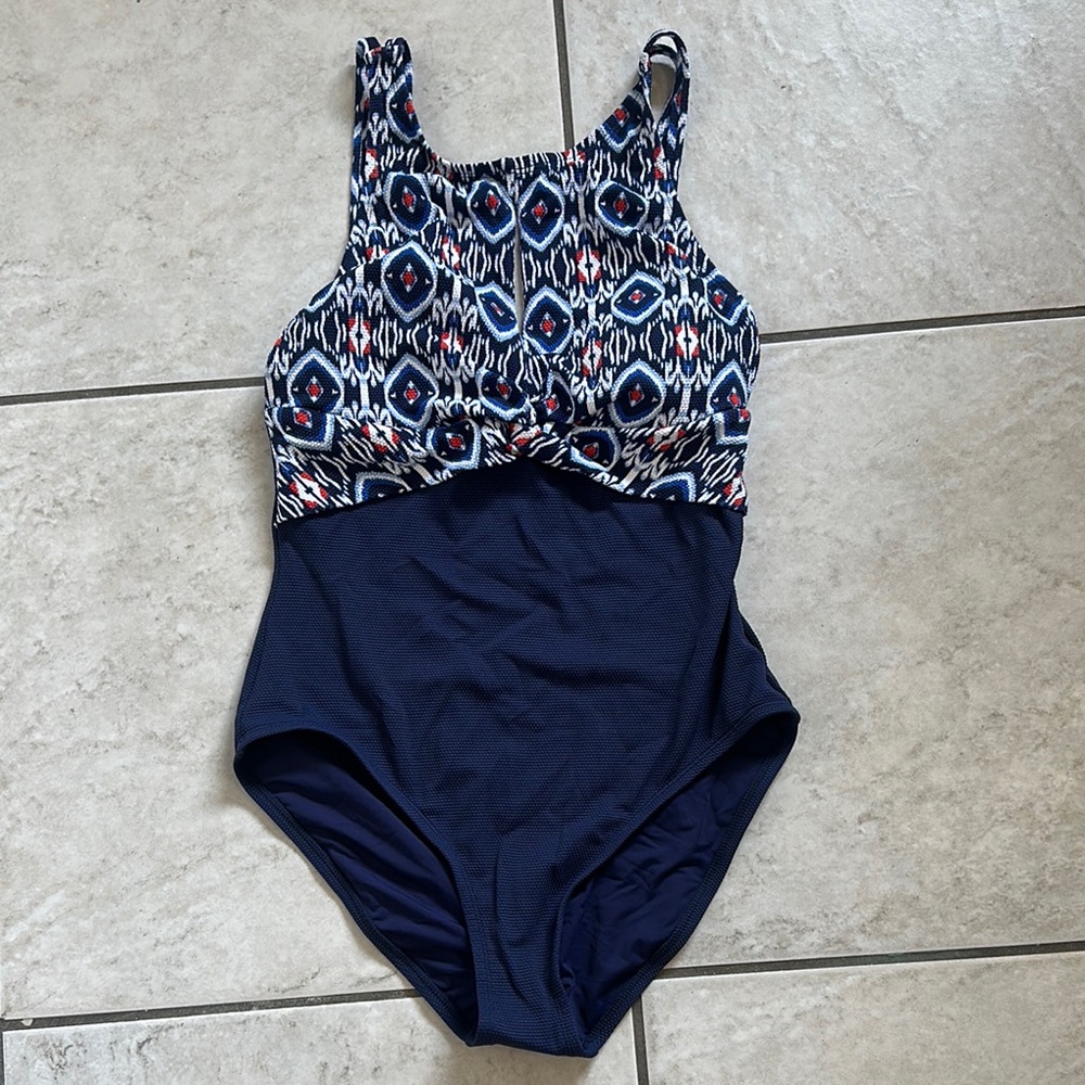 NWT Tommy Bahama‎ Island Cays Ikat High-Neck One-Piece Swimsuit